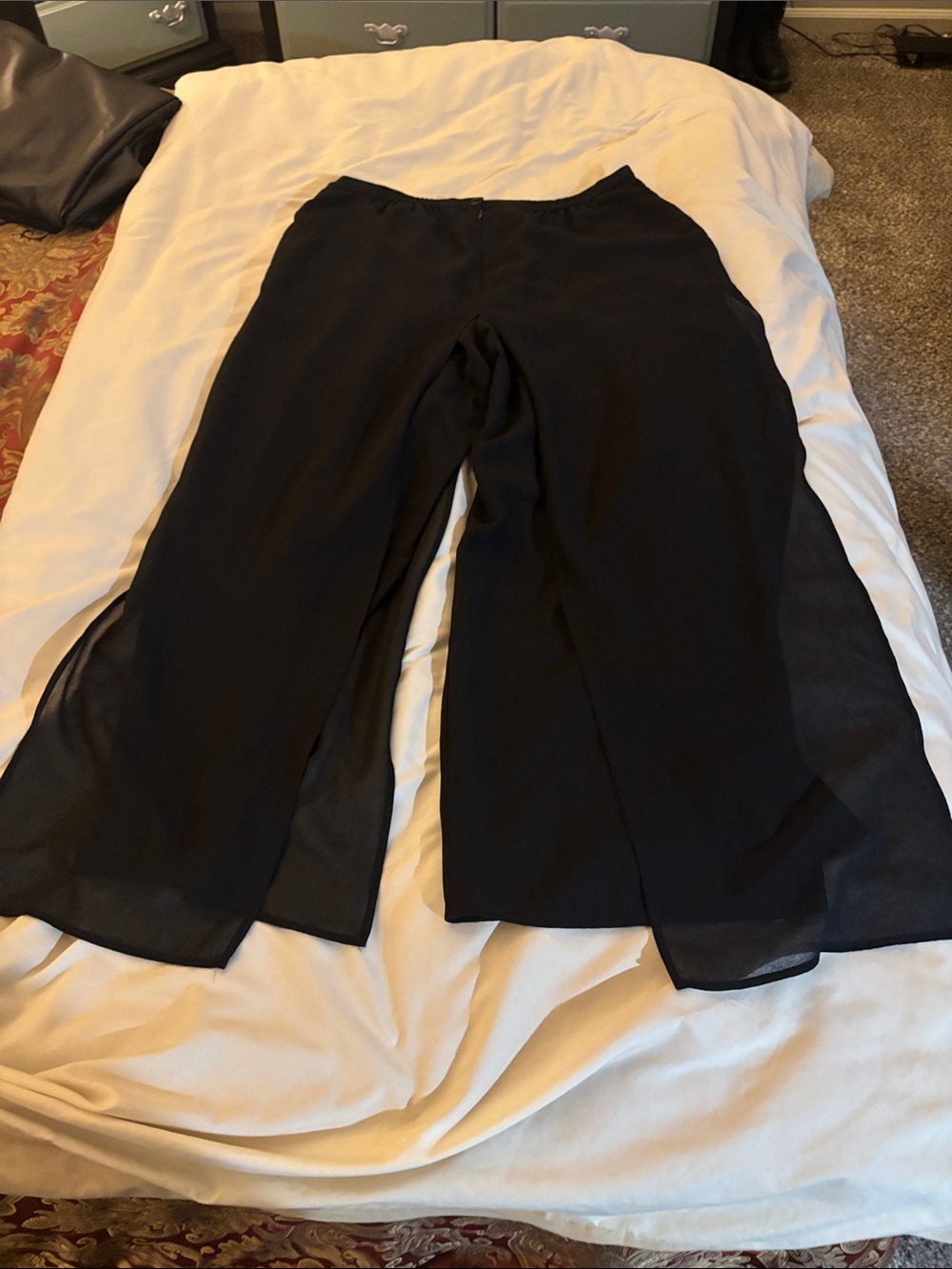 Another time Black Wide-Leg Sheer Overlay Pants - Women